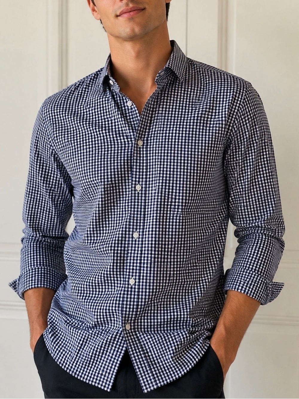 NEW J. Crew Navy and White Gingham Button-Down Shirt